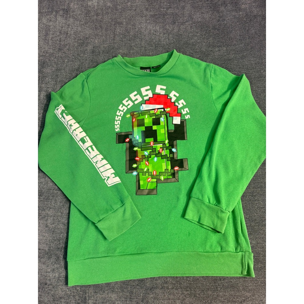 Minecraft Kids Green Christmas Creeper Sweatshirt Mad Engine XL 14-16 Holiday